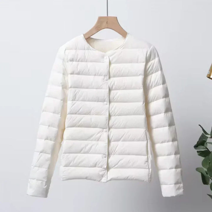 Chic Und Stil | Down Puffer Ultra Lightweight Slim Fit Button Closure Hip Length