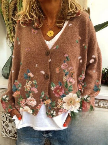 Lune London | Amalie Evening Coat with V-neck and casual floral patterns