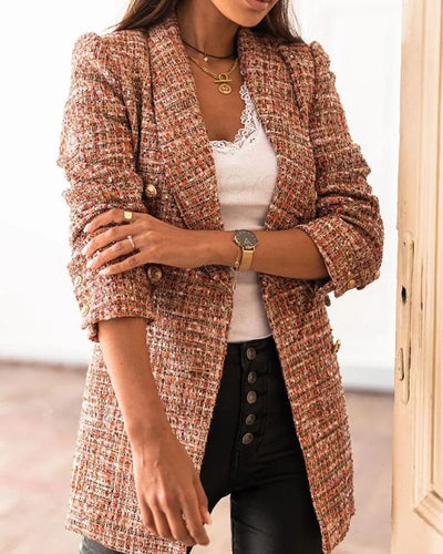 Lune London | Blazer - Collection Élégante - Texture Detaillée, Boutons Dorés - Parfait pour le Travail ou une Occasion Élégante