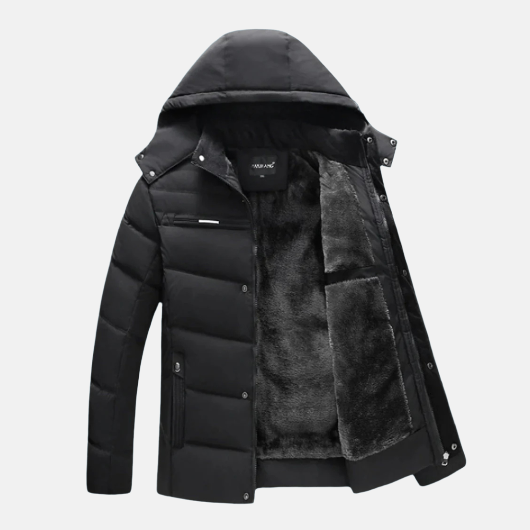 Lune London | Fleece Quilted Puffer Coat - Hooded Jacket in Relaxed Fit