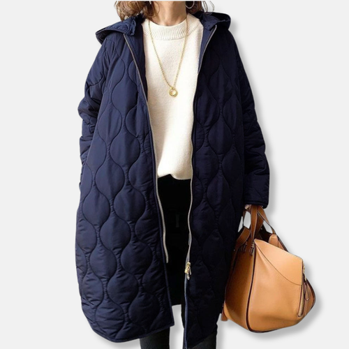 Chic und Stil | Jacket - Quilted Long Model - Oversized Fit - Hood and Zipper