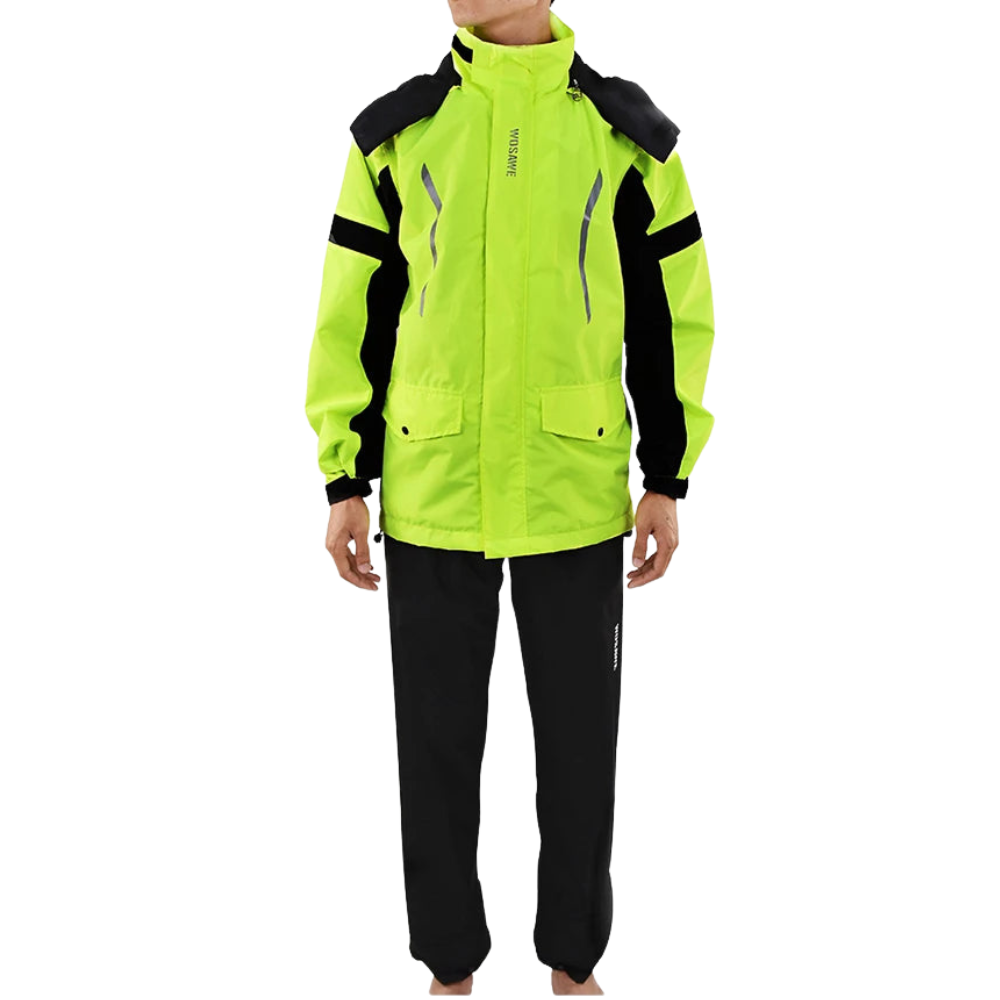 Lune London | Men's Waterproof Motorcycle Rain Jacket - Reflective Black/Green S-2XL