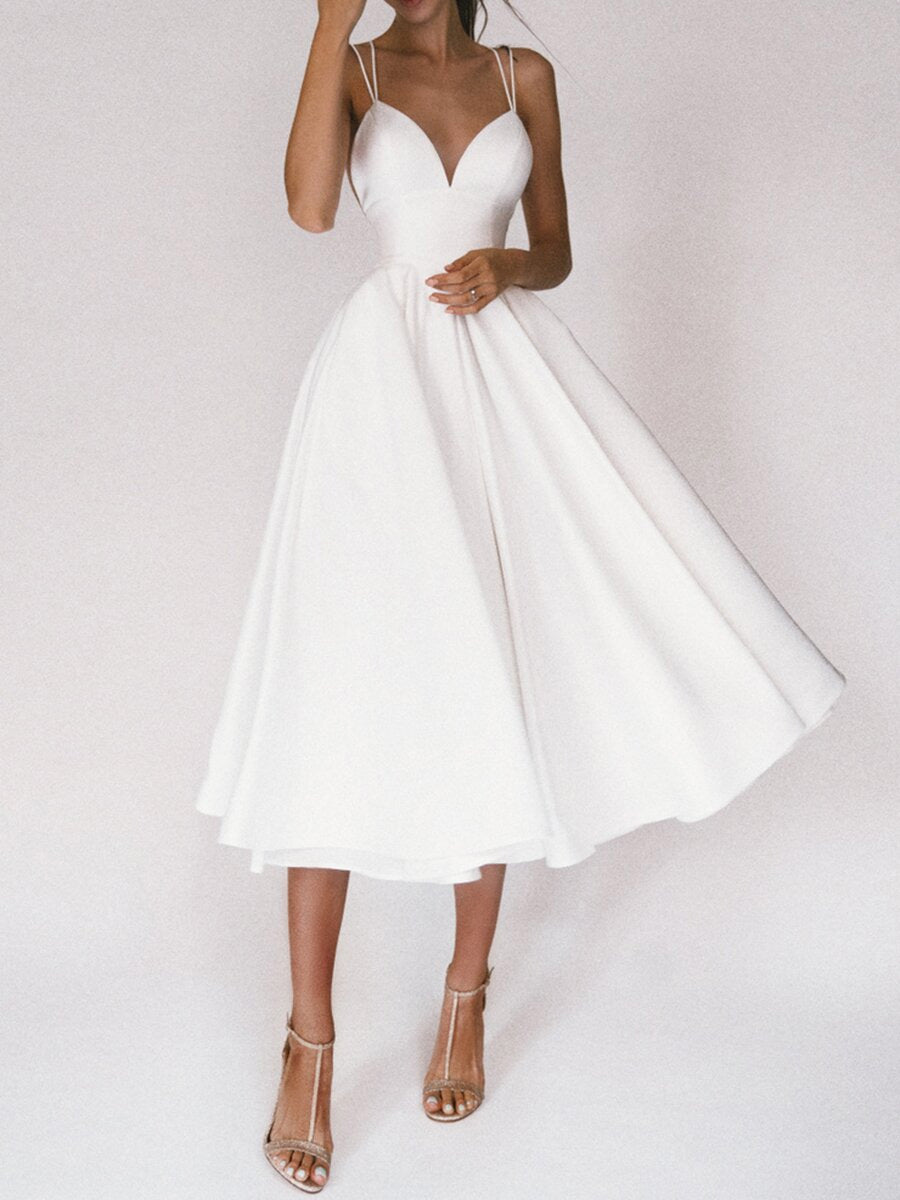 Lune London | Grace The Elegant Spaghetti Strap Dress with V-Neck