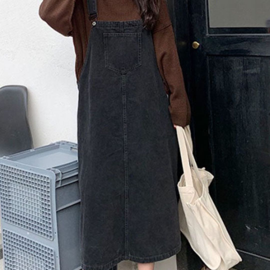 Chic and Style | Casual denim overall dress with front pocket