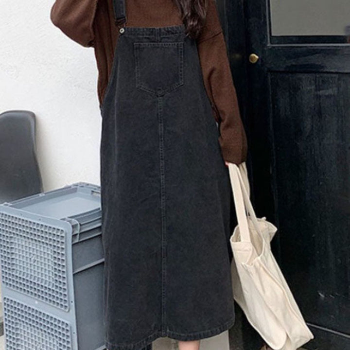 Chic and Style | Casual denim overall dress with front pocket