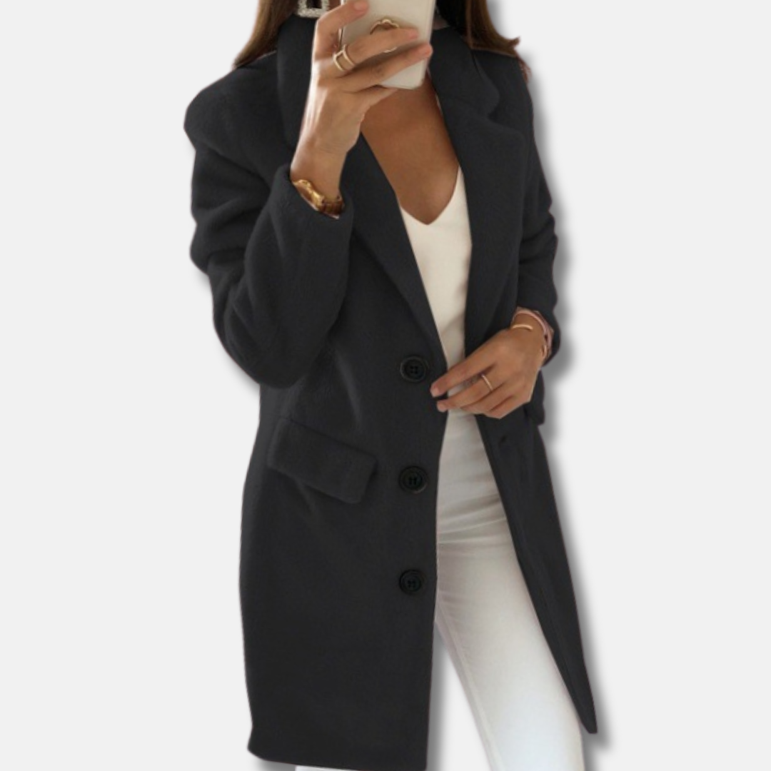 Lune London | Wool coat - Classic design - Knee length - With button closure and lapel