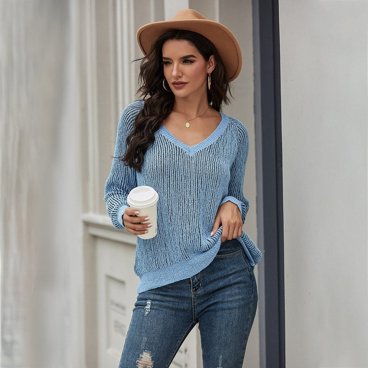 Lune London | Knit sweater - Loose fit - V-neck - Ribbed texture - Long sleeves