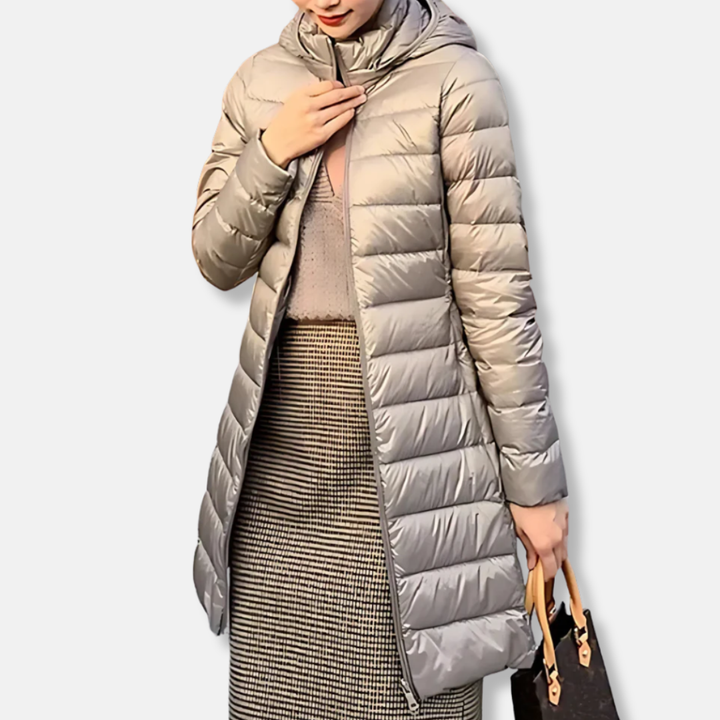 Lune London | Nylon Puffer Jacket - Quilted Jacket with Hood in Medium Length
