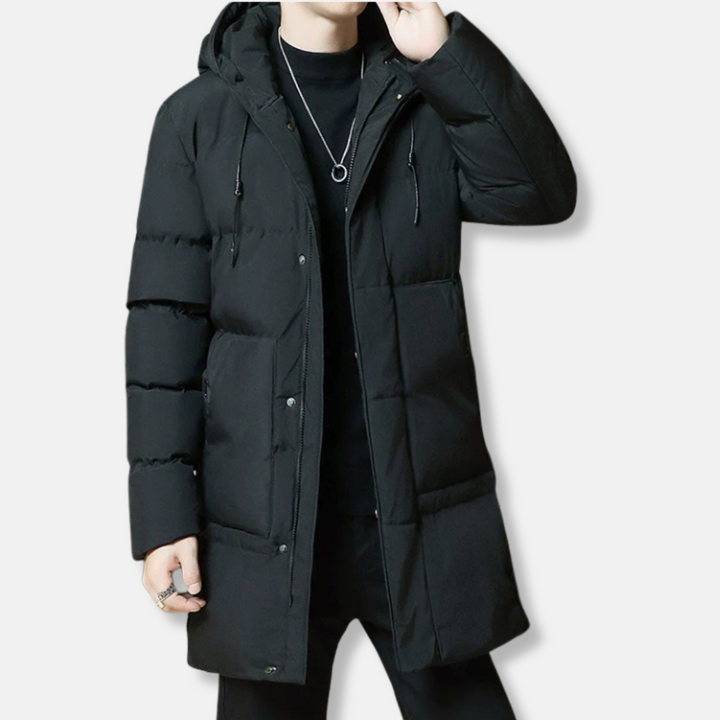 Lune London | Long Padded Jacket - Windproof and Water-Repellent - With Hood and Zipper Closure
