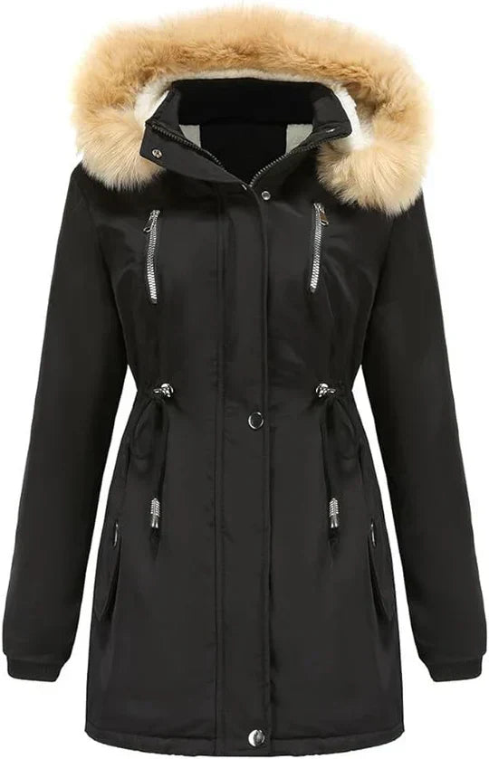 Lune London | Longer Coat with Hood Made Of Faux Fur and Fleece Lining