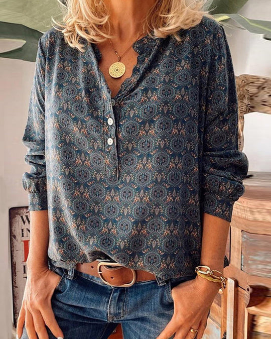 Lune London | Long sleeve blouse with vintage print