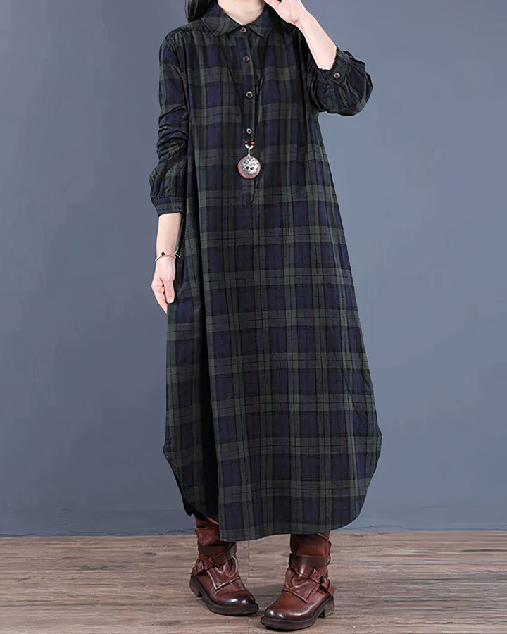 Lune London | Long plaid shirt dress