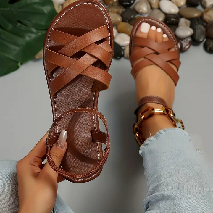 Lune London | Elegant Leather Women's Sandals Flat Shoe