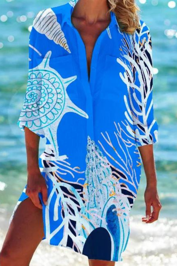 Lune London | Long Beach Blouse with Marine Motif