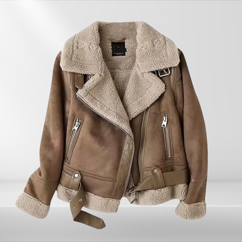 Lune London | Women's Fleece Sherpa Bomber Jacket with Zipper