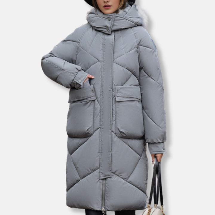 Lune London | Coat - Quilted - Plus Size Fit - Maxi Length - High Collar Hood