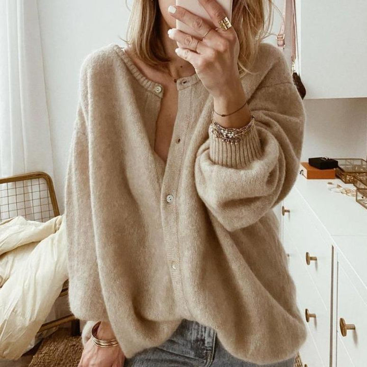 Lune London | Cardigan - Women's Autumn Plus Size Button-Down Knitted Cardigan