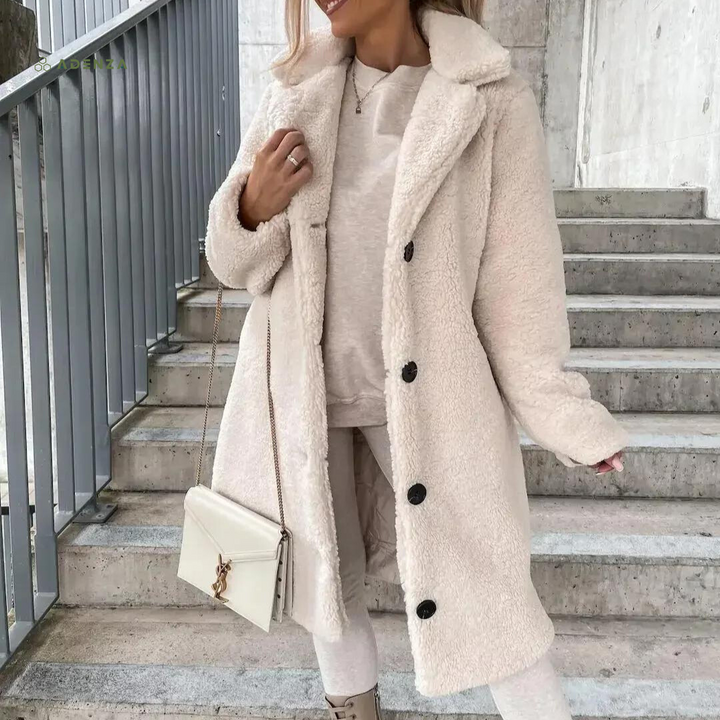 Lune London | Teddy Coat - Longer Oversized Cut - Soft and Warm - Snap Button Closure and Wide Collar