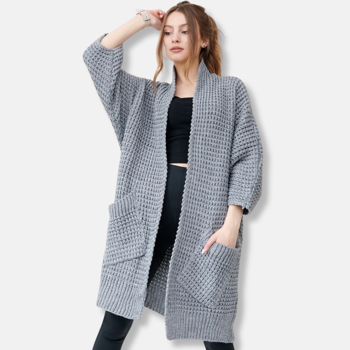 Lune London | Sweater coat - Oversized fit - Open front - Patch pockets - Ribbed edges