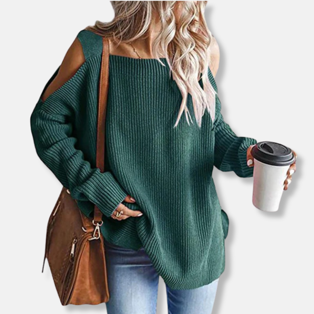 Lune London | Sweatshirt - Open Shoulder Knit - Loose Fit - Structured Fabric