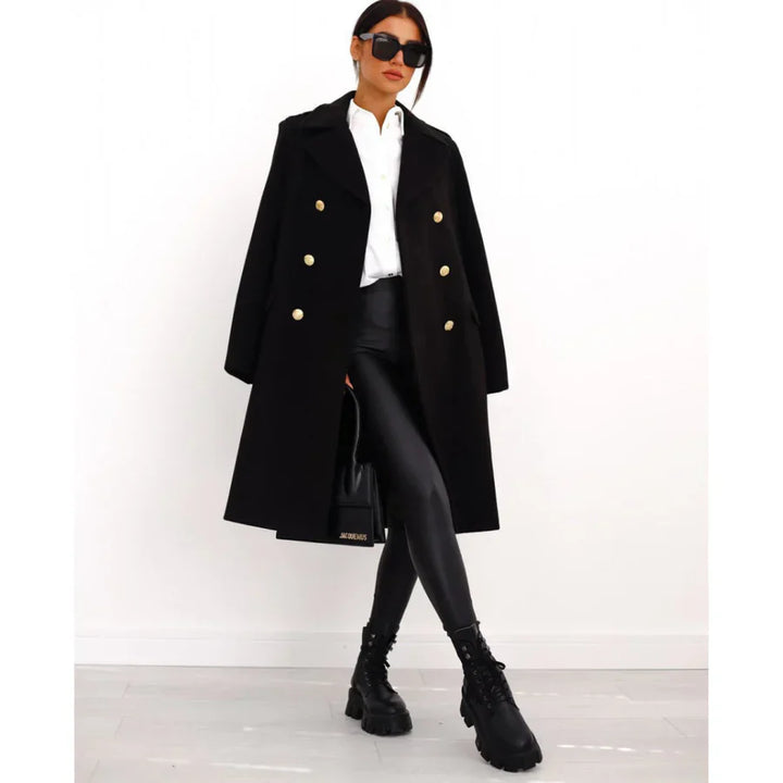 Lune London | Coat Long - Tailored - Double Breast Button Closure - Wide Lapels