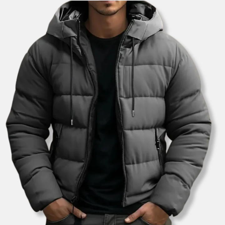 Lune London | Quilted Hooded Puffer Jacket - With Drawstring Hood Zipper Puffer Jacket