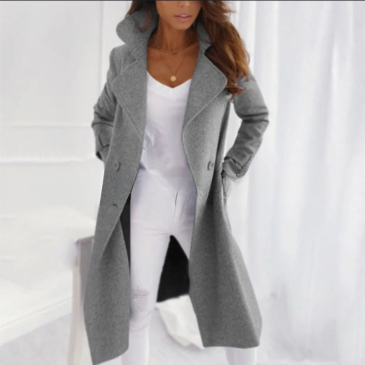 Lune London | Stylish Long Women's Coat with Folded Collar
