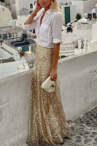 Lune London | Maxi Skirt with Sequins and Elastic Waistband
