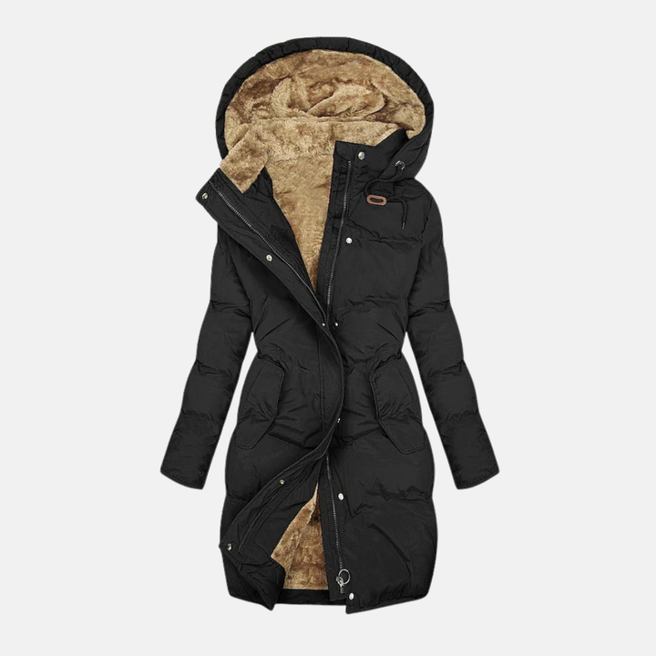 Lune London | Coat - Insulated Padded Filling - Quilted Design - Plush Lined Hood - Adjustable Waist
