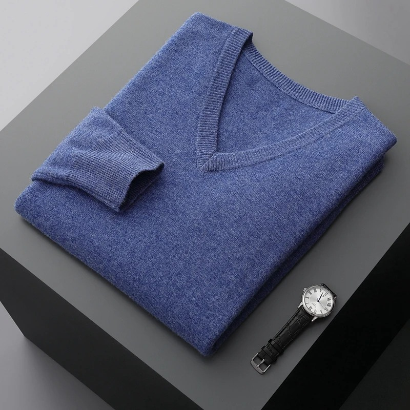 Chic Und Stil | Cashmere Sweater Men V-Neck Soft Cashmere Knit Material