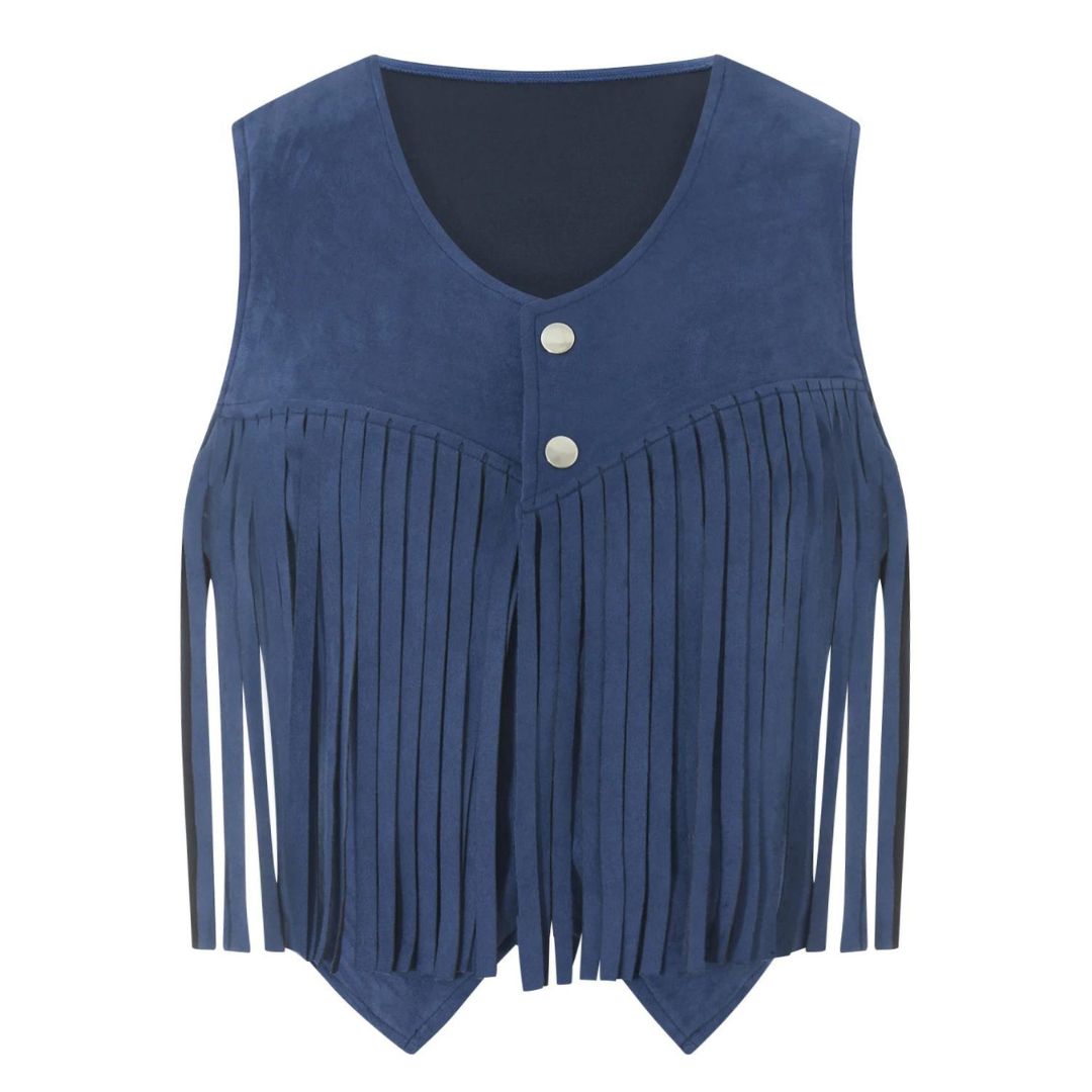 Lune London | Suede vest with fringes and button detail