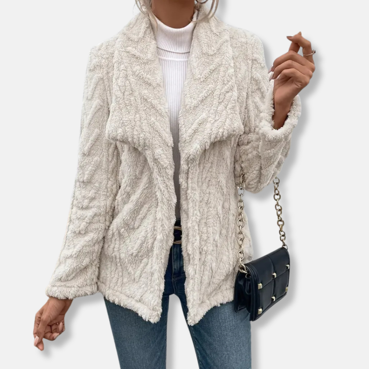 Lune London | Fleece jacket - Casual cut - Shawl collar - Open front - Hip length