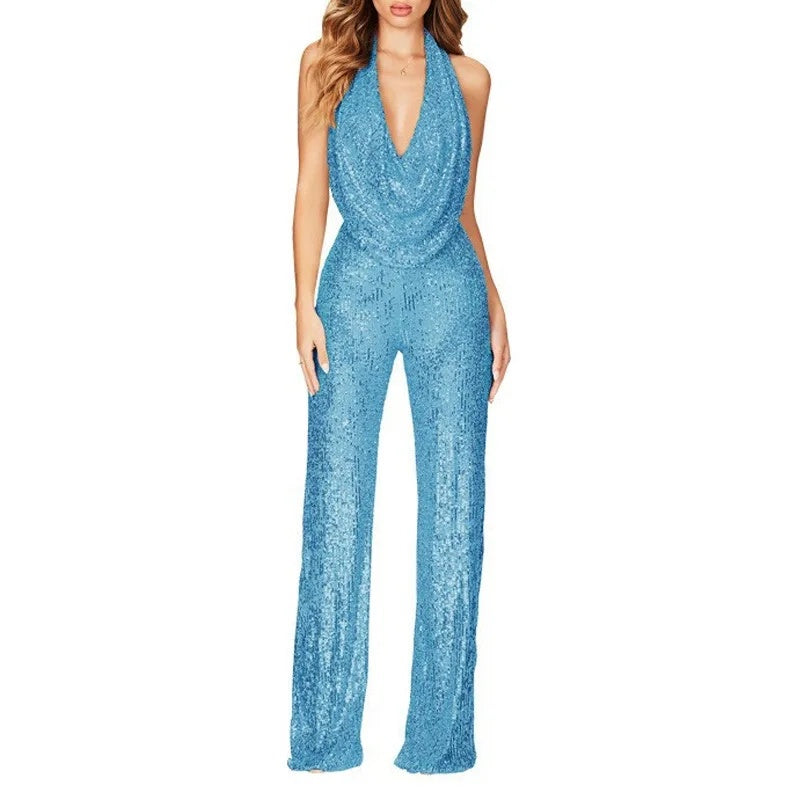 Ladies Elegant Glitter Jumpsuit Lune London