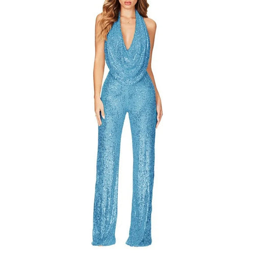 Ladies Elegant Glitter Jumpsuit Lune London