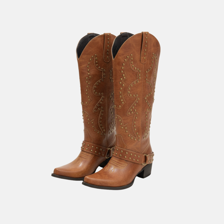 Lune London | Boots - Faux leather - Knee-high shaft - Pointed toe - Stud detail