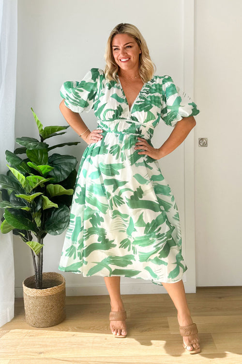 Lune London | Real Love Print Puff Sleeve Maxi Dress