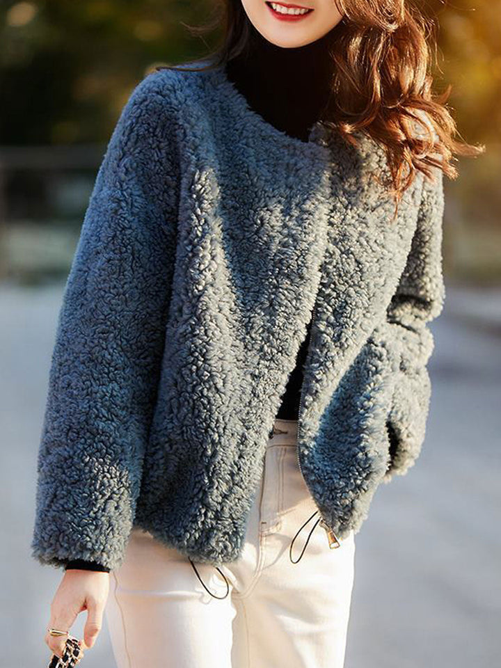 Lune London | Casual solid color textured fleece outerwear