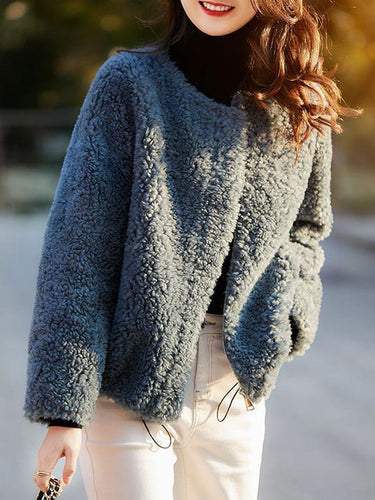 Lune London | Casual solid color textured fleece outerwear