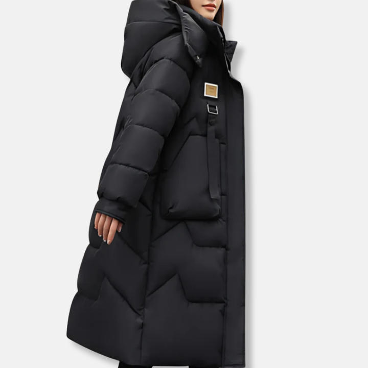 Chic Und Stil | Plus Size Relaxed Fit Maxi Length High Collar with Hood