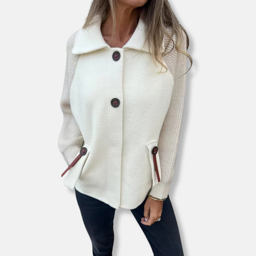 Lune London | Jacket - Casual Cut - Knitted Sleeves - With Lapel - Button Closure