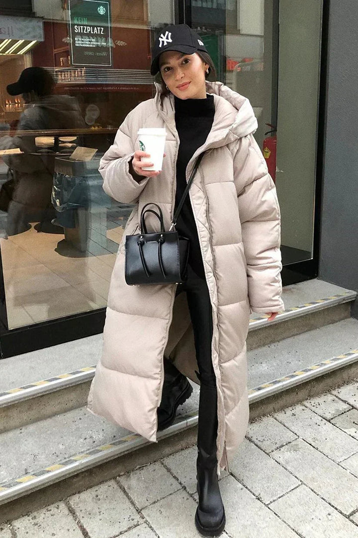 Lune London | Long Quilted Jacket with Hood for Women Ideal for Cold Winter Days