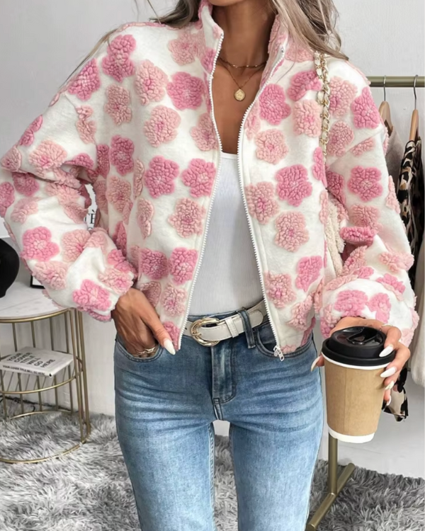 Lune London | Cozy fleece jacket with candy floral pattern
