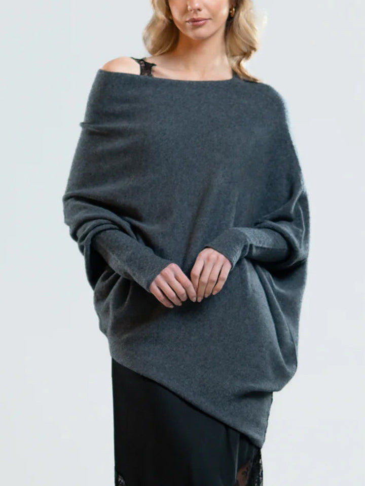 Lune London | Cozy oversized knit sweater with a Carmen neckline
