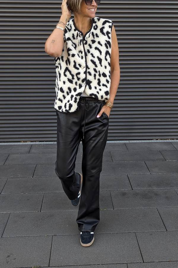 Lune London | Leopard Print Front Opening Casual Autumn and Winter Vest Jacket