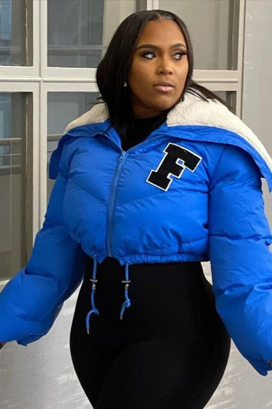 Lune London | Fleece Patchwork Faux Fur Collar Puffer Jacket