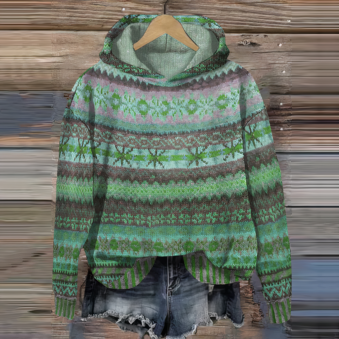 Lune London | 3D Fair Isle Print Hoodie - Casual Fit Pullover Sweatshirt