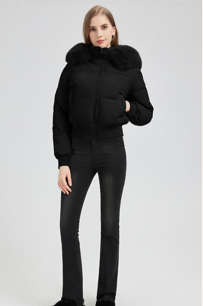 Lune London | Hooded jacket with faux fur collar