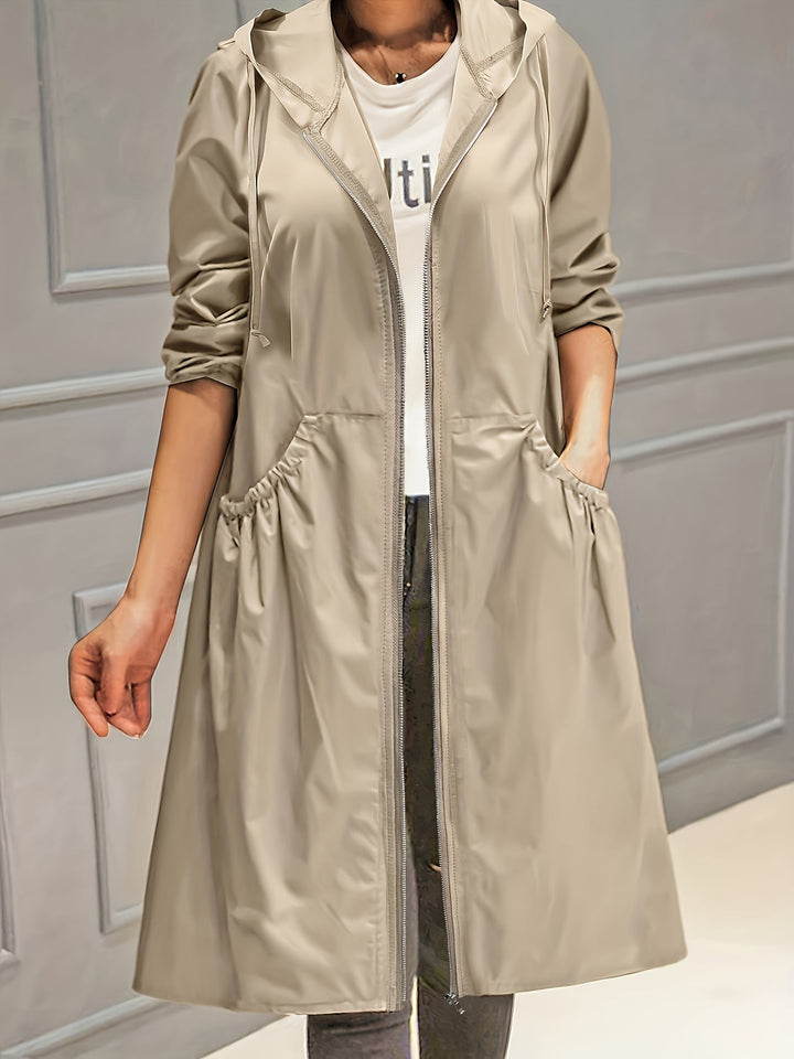 Lune London | Women's Casual Long Jacket with Hood and Zipper