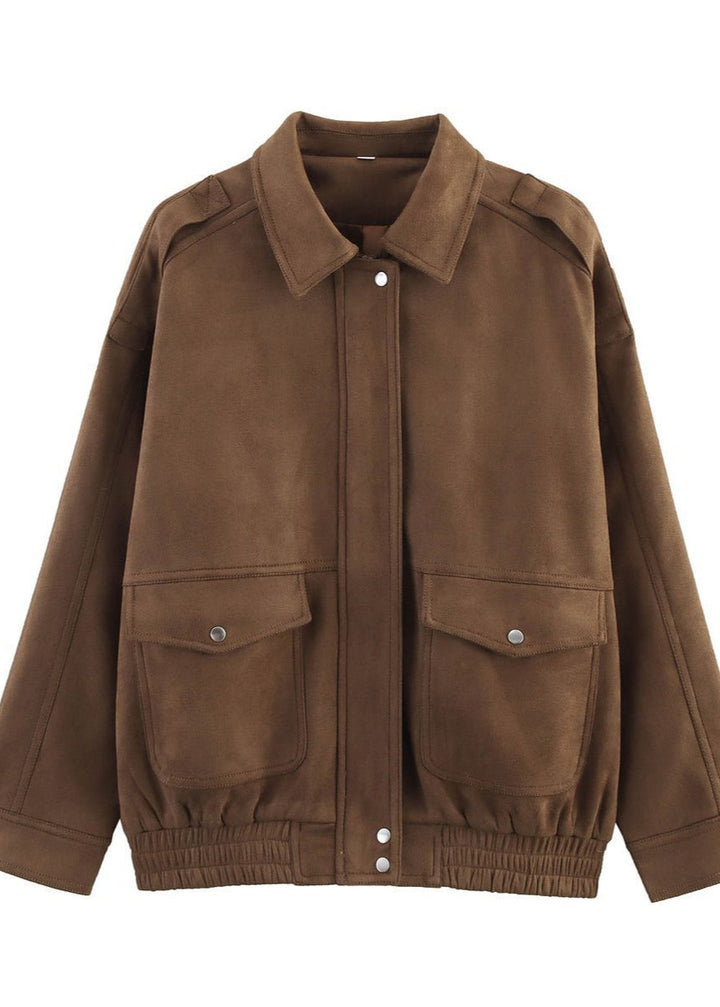 Lune London | Effect Oversized Jacket with Front Pockets – Brown