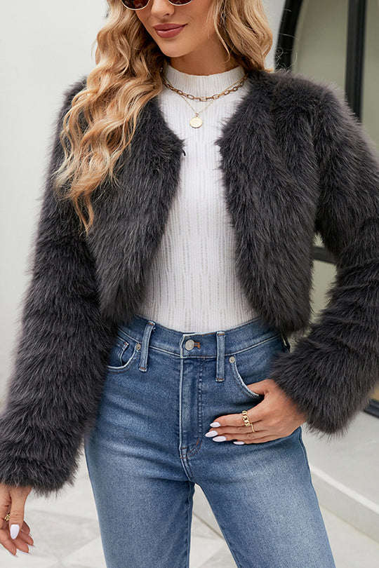 Lune London | Long Sleeve Short Casual Faux Fur Jacket